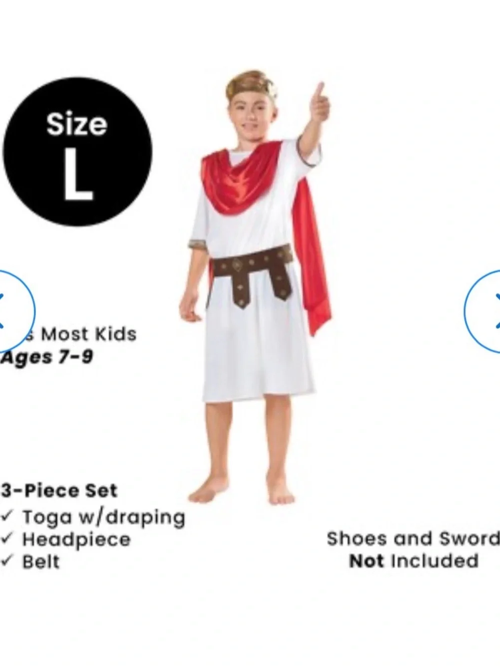 Northlight Roman Caesar Children Halloween Boy Costume - Large - 7-9